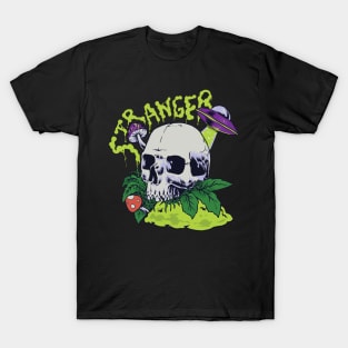 Skull with ufo Stranger T-Shirt
